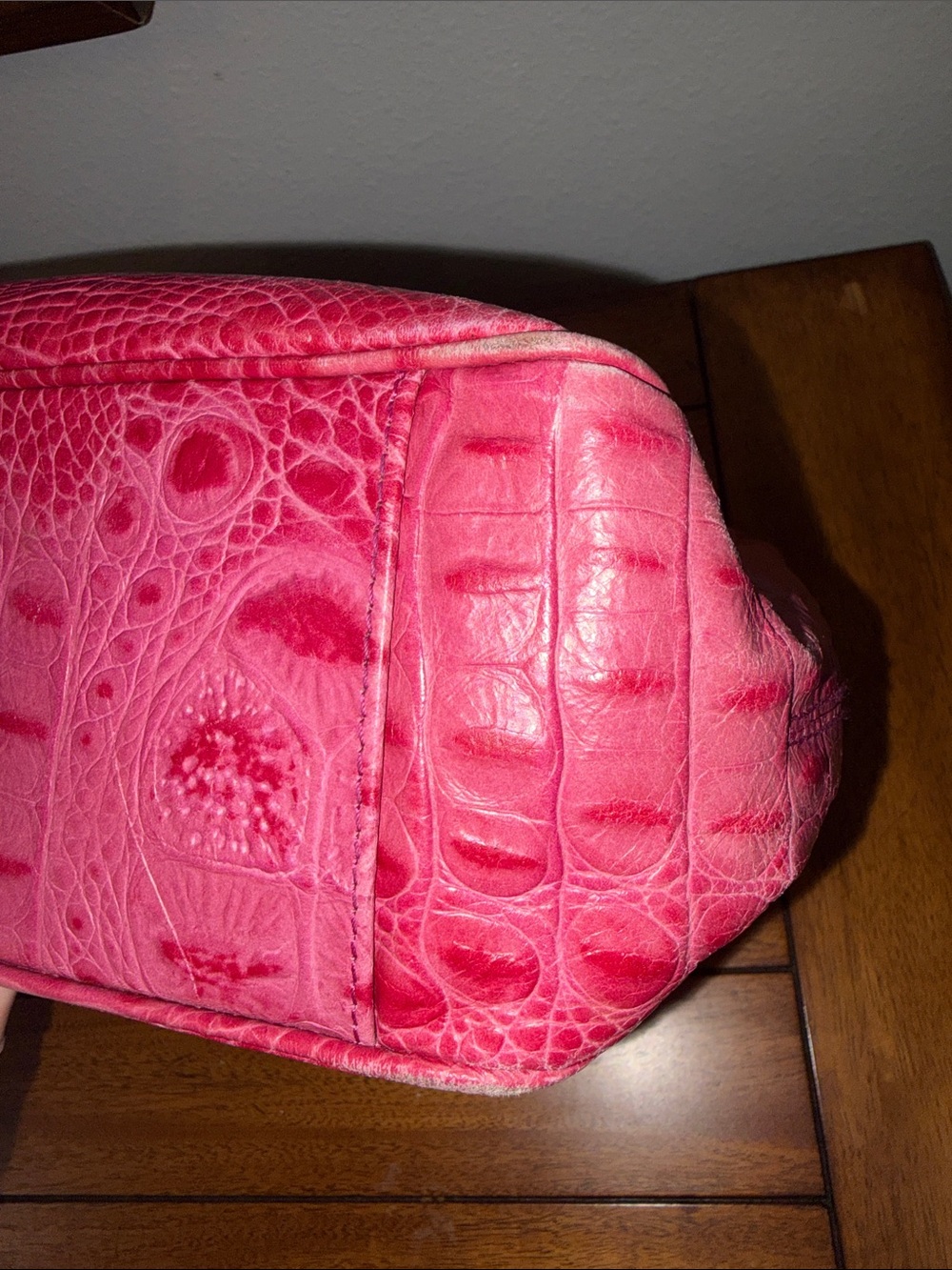 Furla Pink Crocodile-embossed leather Tote Bag rare - Picture 12 of 15